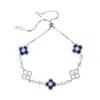 Pulsera Exquisita de Trébol con Diamantes Brillantes de Imitación Nácar con Diseño Hueco y Diamantes, Estilo Deslizante, Moda de Lujo Ligero, Joyería al por Mayor Súper de Hada