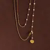 Misterio y Elegancia: Diseño Minimalista de Nicho, Cadena para Clavícula de Acero Titanio Perla de Lujo Ligero Personalizada, Collar Versátil, Joyería al por Mayor