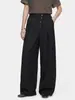 Pantalones anchos plisados de estilo retro americano de alta gama con botones, pantalones casuales unisex de pierna recta holgada para ir al trabajo