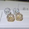 Accesorios para aretes DIY circonita soporte cuadrado aguja de plata S925 directa alta retención de color arete de perlas soporte vacío P1462