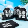 Mochila com Cordão de Quatro Ombros Copa do Mundo de Futebol Vôlei Bolsa de Armazenamento Portátil Poliéster Bolsa Portátil com Cordão