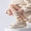 Meias de Tricô com Pé para Outono e Inverno Femininas, Meias Vermelhas Ankora Estilo Slouch, Aquecedores de Panturrilha Brancos Versáteis Tendência Y2K