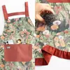Elegante delantal de estilo pastoral, hecho de algodón de bambú transpirable y duradero, con correas ajustables, adecuado para uso en la cocina, cocinar y trabajos de catering