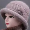 Sombreros para mujeres de mediana edad y ancianas, sombrero cálido de invierno para mamá, grueso con terciopelo, sombrero tipo cubo para personas mayores, abuela, sombrero de lana tejido para señora mayor