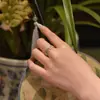 Anillo de Plata Pura 9999 Doble Hoja de Loto Plata de Ley Esmalte Dorado Anillo Calado Nuevo Chinoiserie Estilo Nacional Regalo para Amigos