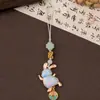 Llavero Lindo Conejo Corredor Brocado de Canción, Conejo de Jade Suave y Adorable, Colgante Estilo Chino, Llavero Atmósfera Hanfu, Directo del Fabricante
