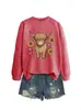 Sudadera linda y versátil de lana de yak para mujer con estampado floral y cuello redondo de manga larga para Amazon, Wish y plataformas de comercio electrónico independientes