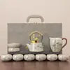 Juego de Té Kung Fu de la Cerámica Fuzhu Ru Caja de Regalo para Ancianos y Amigos Cerámica de Alta Gama Tetera y Taza de Té Xishi
