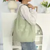 Nova Bolsa de Ombro de Lona Bordada com Letra Grande Capacidade Bolsa Tote de Ombro para o Dia a Dia Moda Estilo Coreano Bolsa de Mão para Axila