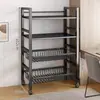 Prateleira de chão com cestos para vegetais, armazenamento móvel, micro-ondas, armazenamento de vegetais, prateleira doméstica multifuncional, estante de armazenamento