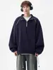 Sudadera Casual Americana con Media Cremallera para Hombre y Mujer, Diseño de Marca de Moda Nueva para Primavera y Otoño, Chaqueta Versátil Holgada de Color Sólido para Pareja