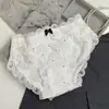 Categoría A Pura Sexy Algodón Puro Cintura Media Niñas Cuatro Estaciones Simple Entrepierna de Algodón Borde de Encaje Ondulado Transpirable Ropa Interior de Verano para Mujeres