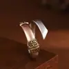Anel de Prata S925 Rei Cervo Dourado Personalidade Retrô Tendência Arma Fria Espada Aberta Anel Masculino Joia Presente para Namorado