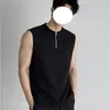 Chaleco de medio cierre estilo americano para hombre, prenda exterior de verano, moderno y elegante, camiseta sin mangas holgada, top deportivo y casual