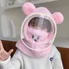Gorro de Invierno para Mujer a Prueba de Viento Gorro de Estudiante para Coche Eléctrico Caliente Máscara a Prueba de Viento Gorro con Bufanda de Oso Lindo Gorro de una Pieza