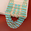 Arete Collar Rectangular de Resina Empalmado Multicapa Estilo Étnico Cadena para Clavícula Conjunto de Joyería de Lujo Ligero de Alta Gama