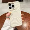 Capa Protetora Nova para iPhone 16 Pro com Padrão de Ondas Ins, Concha Suave, Anel, Absorção Magnética, Cor Sólida Simples, Alta Qualidade