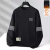 Sudadera con forro polar para hombre, estilo otoño e invierno, cuello redondo, jersey, manga larga, camiseta básica, top versátil casual holgado, sin capucha
