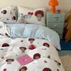 Conjunto de Cuatro Piezas de Leche Polar Otoño e Invierno Conjunto de Tres Piezas de Polar Coral Engrosado Sábana Ajustable para Cama Dibujo Animado de Cachorro Ropa de Cama para Dormitorio