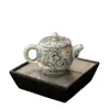 Jinglongtang Esmalte Cloisonné Peônia Dourada Bule Tianqing Forno Ru Azul e Branco Azulejo Chinês Aberto Pote Esmalte Doméstico Conjunto de Chá Kung Fu