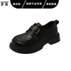 Sapatos Femininos Pequenos de Couro Marrom Estilo Britânico Retrô Loafers de Solado Grosso Estilo Escolar Japonês JK Sapatos Únicos Sapatos Mary Jane Femininos