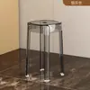 Taburete de acrílico, taburete transparente de plástico de lujo ligero tipo remolino, para uso doméstico, engrosado, apilable, redondo, silla simple para sala de estar y comedor