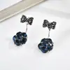 Estilo Coreano 2020 Joyería para Orejas Aguja de Plata de Ley 925 Resorte Primavera y Verano Pendientes de Lazo Completamente Diamantados Pendientes de Murciélago para Mujer Combinan con Todo Super Hada