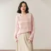 Suéter de Tricô de Alta Qualidade, Macio, Solto, Estilo Preguiçoso, com Padrão Jacquard de Trigo, Suéter Branco Vazado de Caxemira para Mulheres, Gola Redonda, Estilo Fino