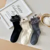 Meias femininas de renda trançada doce estilo coreano, novas meias versáteis de outono estilo ins para usar em camadas