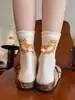 Calcetines Temáticos de Gatos para Mujer, Longitud Media hasta la Pantorrilla, Calcetines Delgados de Algodón para Primavera y Otoño, Calcetines Largos Lindos y Modernos de Gatitos de Dibujos Animados