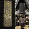 Novos Adereços de Casamento Estilo Dinheiro Antigo Cortina de Contas para Teto Decoração de Casamento Decoração de Fundo Cortina de Fio com Lantejoulas Douradas