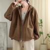 Nueva Chaqueta con Capucha Casual Retro de Otoño Suelta Informal Talla Grande Versátil Estilo Extranjero Reductora de Edad Tops de Manga Larga Venta al por Mayor