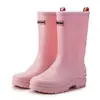 Botas de lluvia de moda transfronterizas hasta la pantorrilla para mujer, con suela gruesa, impermeables, forradas de felpa, cálidas, antideslizantes, zapatos de goma para cocina, mujer