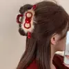 2026 Nuevo Estilo Pinza para el Cabello con Lazo Grande de Terciopelo Rojo, Accesorio para el Cabello para Niñas, Tocado de Princesa Nupcial de Borla de Alta Gama