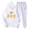 Sudaderas con Capucha Estampadas de Marca de Tendencia Otoñal Europea y Americana para Hombres y Mujeres, Conjuntos Deportivos Casuales y Pantalones de Chándal de Dos Piezas para Parejas