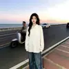 Sudadera tipo polo de jacquard texturizado estilo coreano para hombre y mujer, suéter de manga larga holgado estilo vintage old money para parejas en otoño