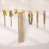 Pendientes de Cadena con Borla de Acero Inoxidable Jingqiao Lujo Ligero Diseño de Pendientes de Gama Alta Nicho Acero de Titanio Joyería Transfronteriza para Mujeres