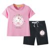 Traje de niña verano 2023 nuevo estilo occidental para niños, conjunto informal de verano de camiseta de manga corta y pantalones cortos de dos piezas