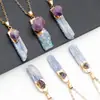 Colgante de Piedra Bruta de Cristal Azul Natural, Collar Dorado con Cristal Azul Incrustado de Amatista, Cristal Azul de Piedra Bruta Asimétrico