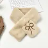 Cachecol de imitação de pelo de coelho rex com laço para meninas outono e inverno grosso quente estilo coreano em cachecol de pelúcia cruzado