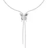 Venta Directa de Fábrica~Delicado y Fresco Collar con Lazo y Perlas para Mujer, Elegante Cadena para Clavícula de Mariposa con Pedrería, Cadena de Cuello Elegante