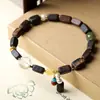 Pulsera de Cuentas Cubicas de Madera de Agarwood Dara Gan Nuevo Estilo Chino Pulsera de Madera Punto Turístico Transmisión en Vivo Venta al por Mayor