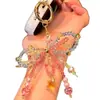 [Líder de Chica Linda] Cadena para Teléfono Móvil con Lazo de Perlas de Cristal Rosa Explosivo Colgante Exquisito para Bolso Estilo Nuevo