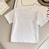 Camiseta de Verão Estilo Japonês para Meninos e Meninas, Mistura de Algodão, Gola Redonda, Mangas Curtas Caídas, Modelagem Solta, Absorvente de Suor, Secagem Rápida T465136