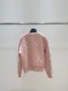 Nuevo Cardigan de Punto Holgado Jacquard Estilo Perezoso Casual de Manga Larga Redondo Rosa Retro 2025 para Mujer