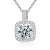 Xiaohongshu Kuaishou Douyin Influencer En Vivo Collar Chapado en Plata Piedra de Alto Carbono Diamante Cuadrado Lágrima Forma de Pera Colgante para Mujer Venta al por Mayor