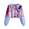 Padrão de Grupo Caça-Bruxas K-Pop Novo Transfronteiriço Moletom Casual Curto com Gola Redonda Estampado 3D para Meninas Fornecimento