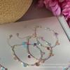 Pulseira de Verão Colorida Cor Doce Prata Quebrada S925 Contas Pequena Lâmpada Pulseira Simples Combina com Tudo Estilo Ins
