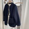 Sudadera Cardigan de Lana de Cordero con Manchas para Mujer Coreana Transfronteriza Otoño e Invierno Nuevo Estudiante Nicho Terciopelo Engrosado Bolsillo con Solapa Chaqueta de Pantalón