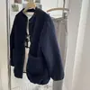 Suéter con botones de cárdigan de lana de cordero para mujer, ropa para estudiantes japoneses, chaqueta de béisbol de color sólido con acolchado de terciopelo para otoño e invierno